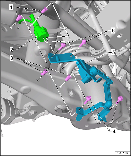 Assembly overview - rear vehicle level senders, multi-link suspension, four-wheel drive
