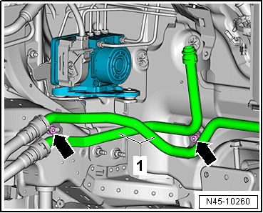 Removing and installing control unit and hydraulic unit, LHD vehicles, diesel engine