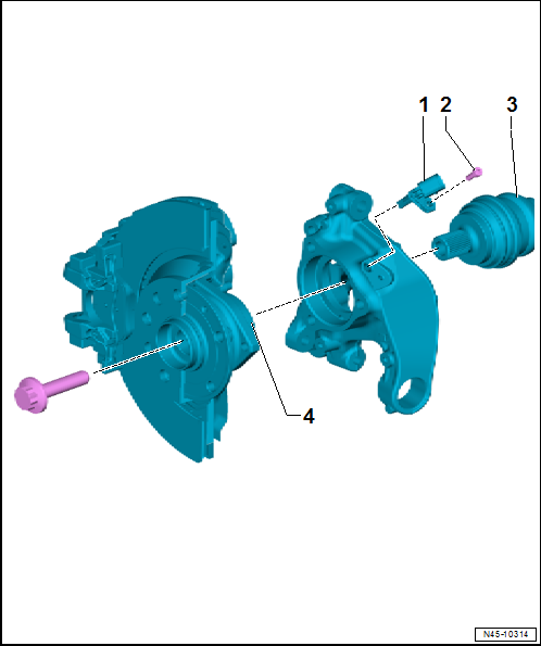 Assembly overview - speed sensor on rear axle, all-wheel drive