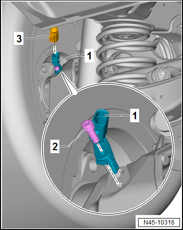 Removing and installing speed sensor on rear axle -G44-/-G46-, vehicles with four-wheel driveN45-10316