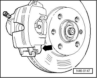 Removing and installing brake pads, FS III front brake
