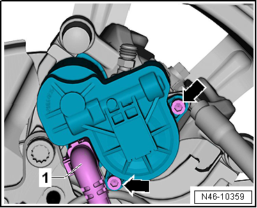 Removing and installing parking brake motor -V282-/-V283-