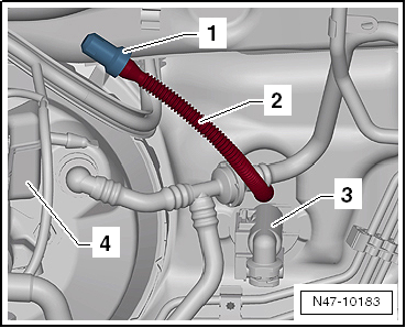 Removing and installing brake master cylinder, RHD vehicles