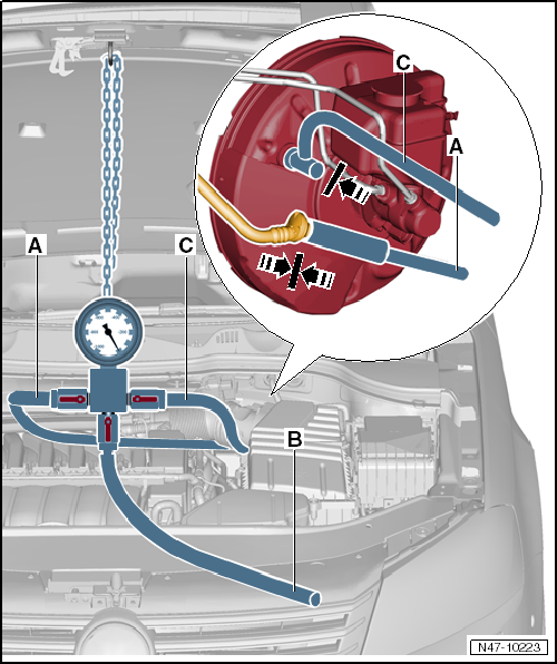 Connecting vacuum gauge for brake servo -VAS 6721-