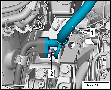 Removing and installing brake master cylinder, RHD vehicles