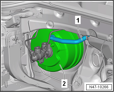 Removing and installing brake servo, RHD vehicles with diesel engine