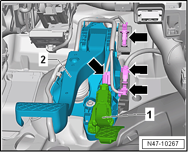 Removing and installing mounting bracket, RHD vehicles