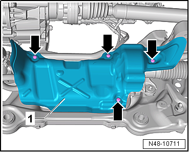 Removing and installing steering rack, LHD vehicles, except for e-Golf