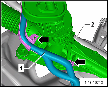 Removing and installing steering rack, LHD vehicles, except for e-Golf