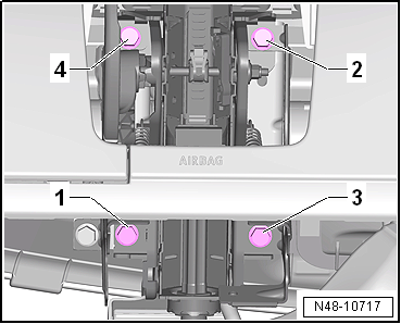 Removing and installing steering column, RHD