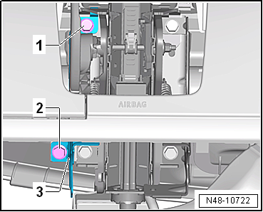Removing and installing steering column, RHD