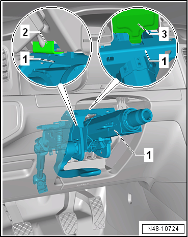 Removing and installing steering column, LHD
