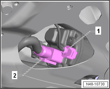 Removing and installing steering rack, RHD vehicles, except for e-Golf