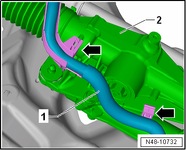 Removing and installing subframe with steering rack, RHD vehicles, except for e-Golf
