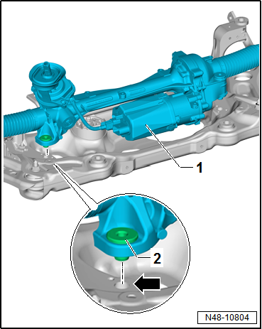 Removing and installing steering rack, LHD vehicles, except for e-Golf