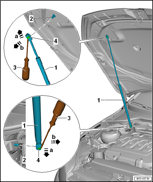 Removing and installing gas strut