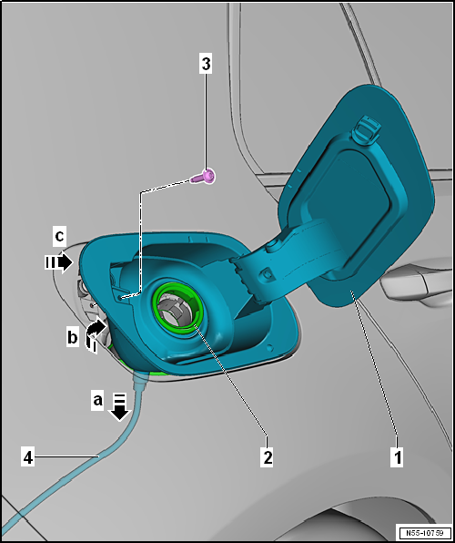 Removing and installing tank flap unit