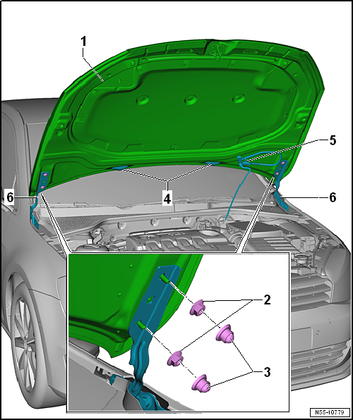 Removing and installing bonnet