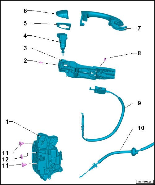 Assembly overview - door handle and door lock