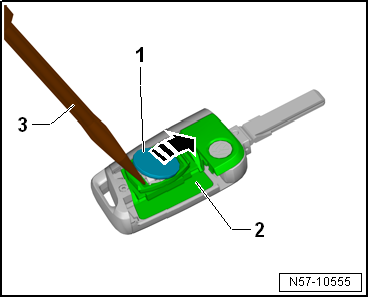 Removing and installing ignition key battery