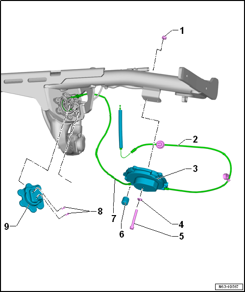Removing and installing Bowden cable