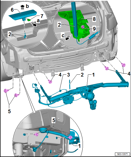Removing and installing towing bracket