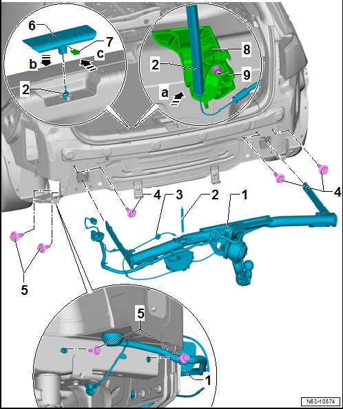 Removing and installing towing bracket