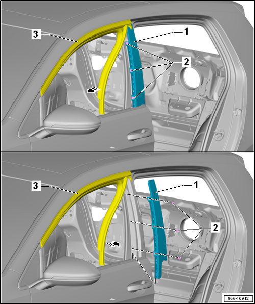 Removing and installing B-pillar trim on front door