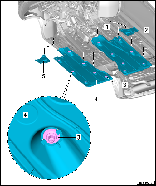 Removing and installing underbody covers – petrol/diesel