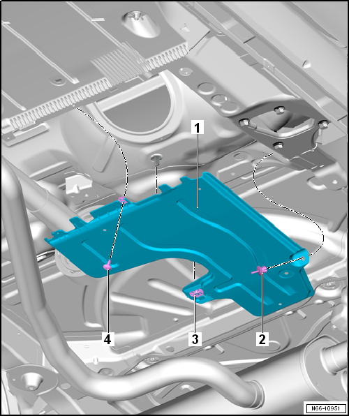 Removing and installing rear underbody cover – petrol/diesel