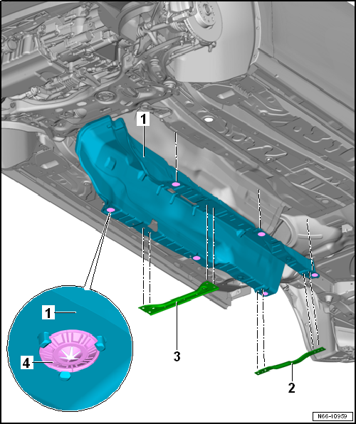 Removing and installing underbody heat shield