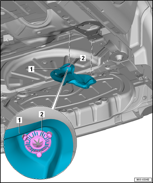 Removing and installing heat shield for centre exhaust system
