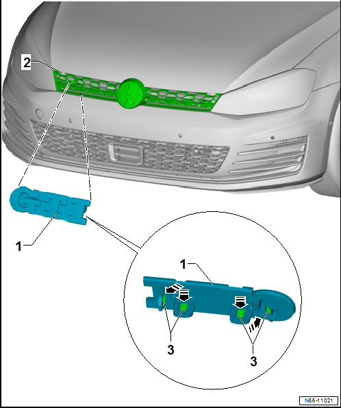 Removing and installing model designation on radiator grille