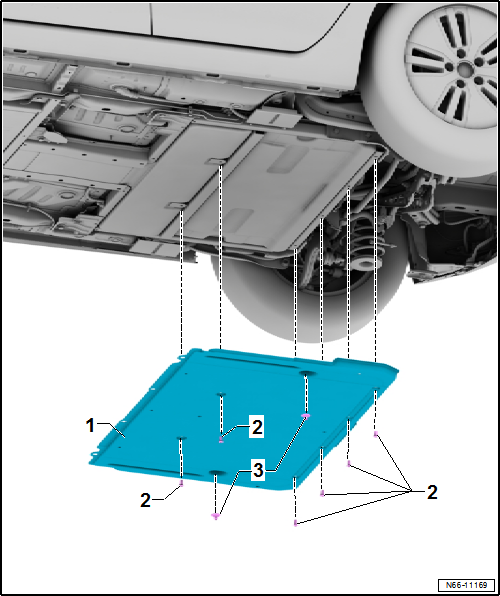 Removing and installing rear underbody cover – e-Golf