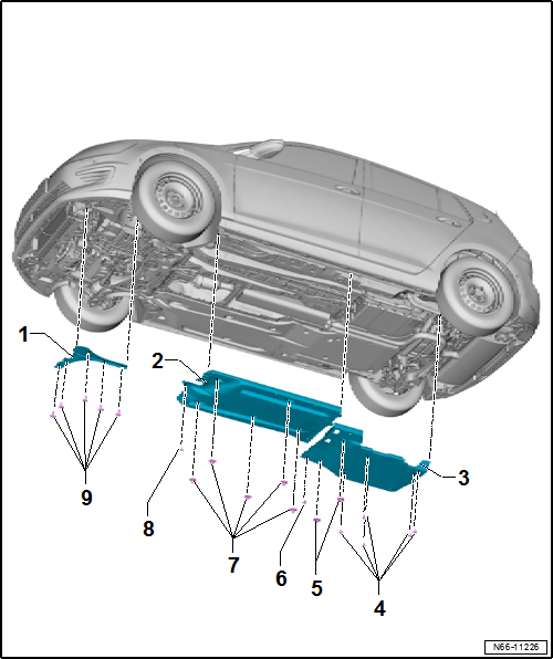 Assembly overview - underbody covers, hybrid vehicles 