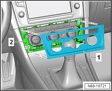 Removing and installing trim for operating and display unit