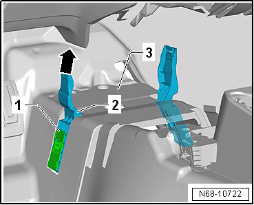 Removing and installing centre console retainer, for all vehicles except e-Golf
