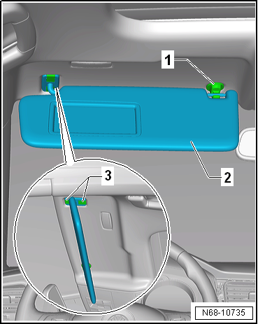 Removing and installing sun visor