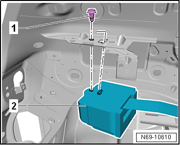Removing and installing rear 3-point seat belt, 4-door model, without belt tensioner