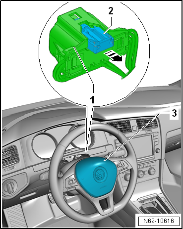 Removing and installing driver side airbag igniter -N95-