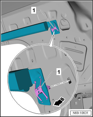 Removing and installing curtain airbag with igniter, 2-door and 4-door models
