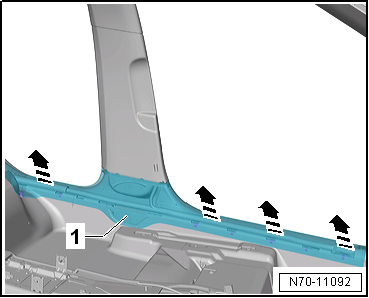 Removing and installing sill panel moulding, 4-door model