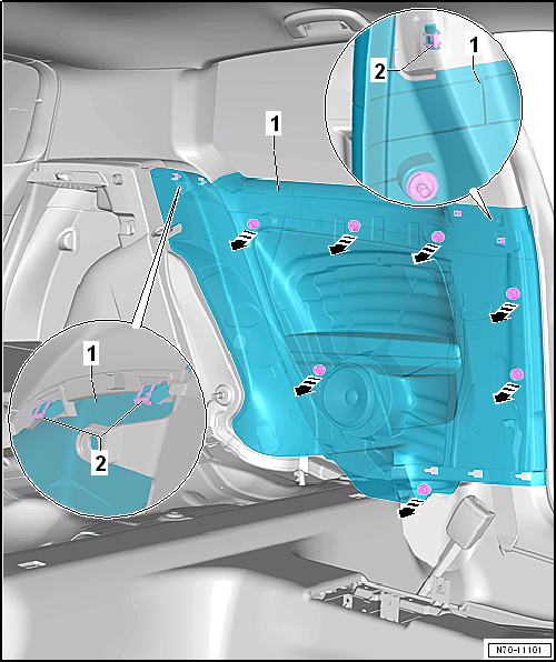 Removing and installing side trim panel