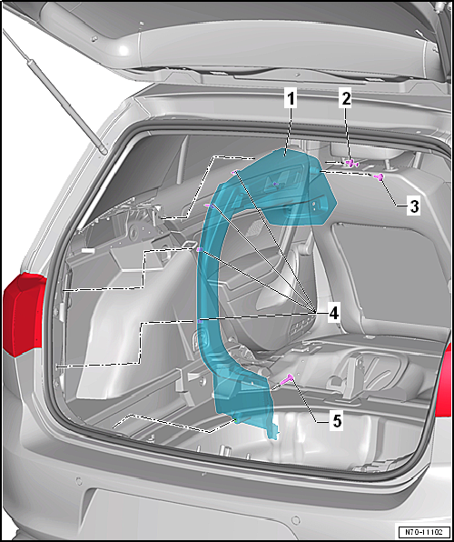 Assembly overview - rear shelf support