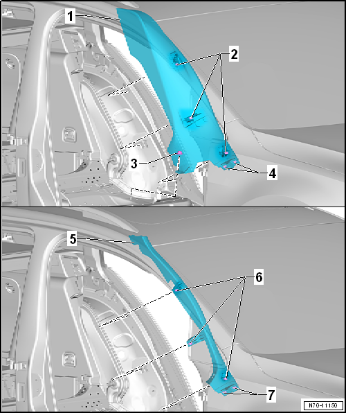 Assembly overview - wheel housing trim, estate