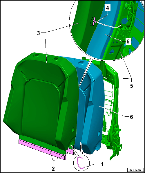 Assembly overview - cover and padding for backrest
