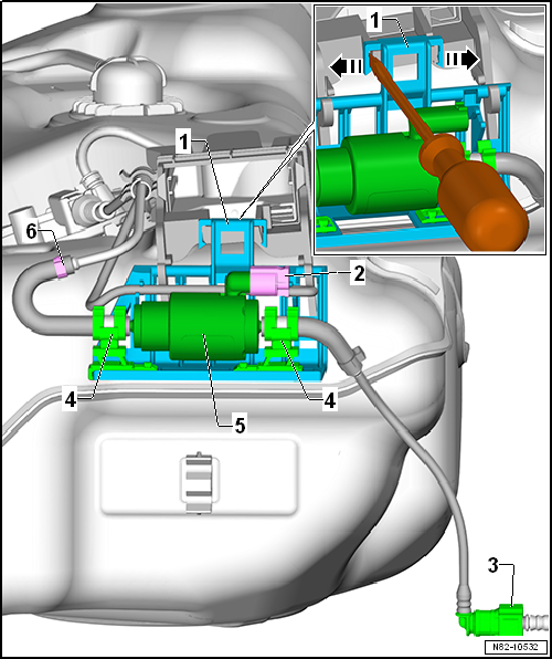 Removing and installing metering pump -V54-, Golf and Golf Estate