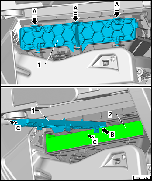 Removing and installing dust and pollen filter, LHD vehicles