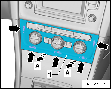 Removing and installing operating and display unit, air conditioning system with electric/manual controls and Climatronic