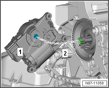 Removing and installing defroster flap control motor -V107- with potentiometer -G135-, LHD vehicles